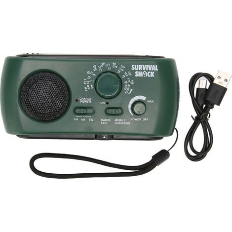 Radio à manivelle Portable torche LED pratique extérieure multi-bande AM/FM/SW Radio météo à manivelle solaire