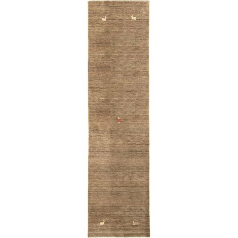 Tapis Gabbeh indien Tapis Sahara - Tapis en laine - 300x80cm, Rectangular - 100% Laine vierge - Tissé main - Marron (1/5)