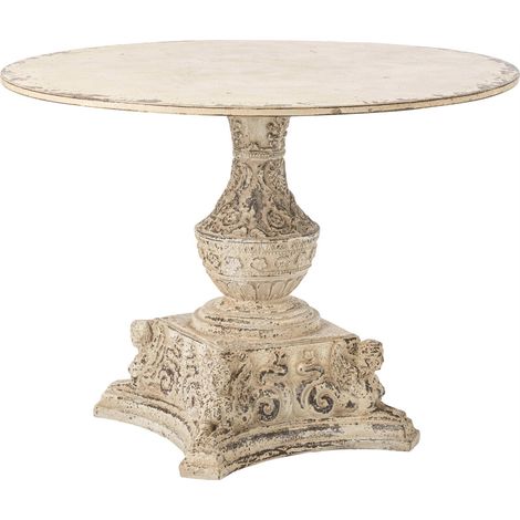 Table de jardin ronde blanc cassé baroque - blanc cassé (1/5)