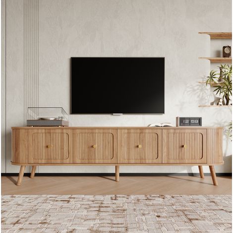TV-Lowboard 180x38x47 cm aus MDF und Spanplatten, Eiche, 4 Klappen – MEUBLIV (1/5)