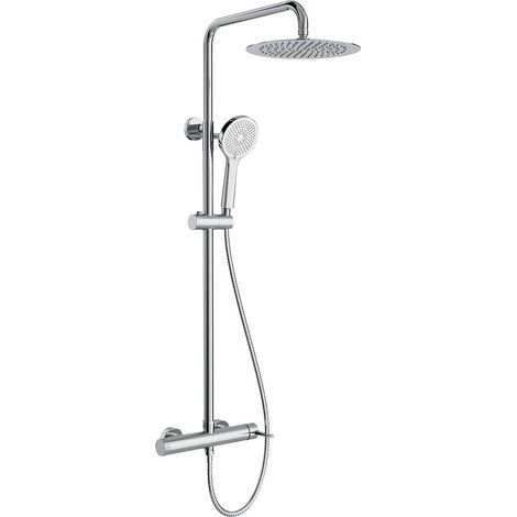 Columna Ducha Monomando Len Cromo, cartucho cerámico, material inoxidable AISI 304, grifería de baño moderna, ahorro de agua, instalación fácil