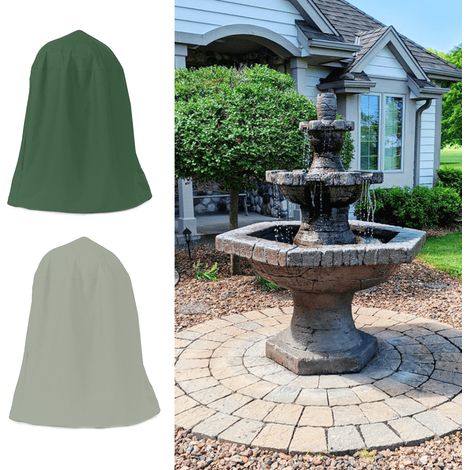 Housse de protection pour fontaine de jardin, en tissu Oxford argenté, imperméable et coupe-vent. (1/5)