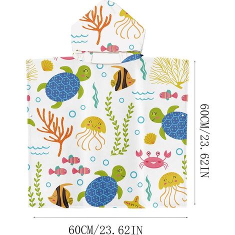Kinder-Badetuch mit Kapuze – Leichtes und schnelltrocknendes Mikrofaserhandtuch für Strand, Pool und Spa – 65 x 75 cm – 1 Stück
