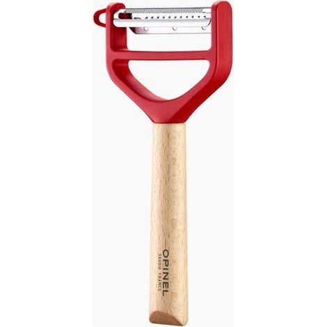 Opinel 002433 T-Duo Pelapatate a Y 2 Lame Acciaio Inox Manico Legno di Faggio colore Rosso (1/2)
