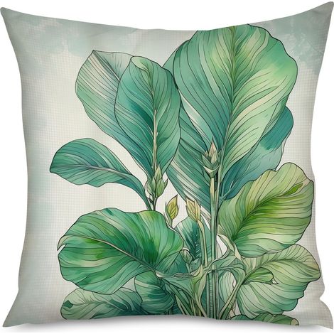 Housse de coussin avec motif feuilles de palmier, 60x60 cm (1/5)