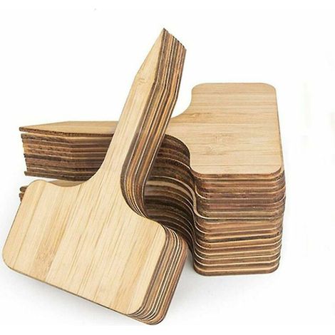 50 étiquettes en bambou en forme de T, panneaux en bois pour plantes (1/5)