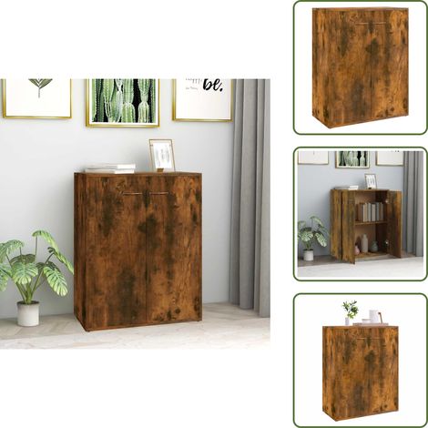 Aparador de almacenamiento - vidaXL Aparador madera contrachapada color roble ahumado 60x30x75 cm - Aparador decorativo