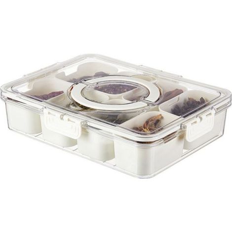 Plateau de Service Divisé avec PoignéE de Couvercle, BoîTe à Collations, RéCipient à Charcuterie pour Plateau de Collation (1/4)