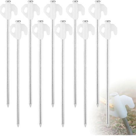 Lot de 10 piquets de tente fluorescents de 20 cm - Piquets de tente stables - Clous en acier fluorescents - Accessoires de camping (1/5)