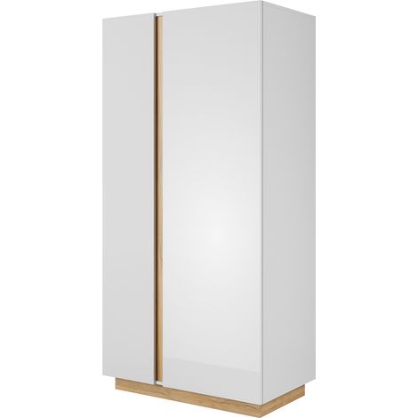 Guardaroba 2 Ante Kabatoli, Armadio Camera da Letto Appendiabiti, 5 Ripiani, 2 Ante, 97x194h cm Marrone Rovere Nodi