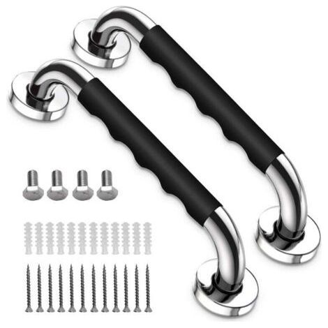 Ulisem Bath Grab Bar, Set of 2, Non-Slip, 33cm, Wall Mounted Stainless Steel, Shower Handle for Elderly, Disabled, Children and Pregnant Women. (1/4)