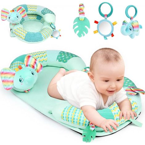 Baby-Aktivitätsmatte, 3-in-1-Elefantenkissen für die Bauchlage, fördert die Sinne und die Muskelentwicklung (1/3)
