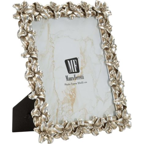 Cornice portafoto Glamour con decoro floreale in argento antico (1/5)