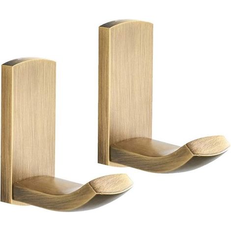 Badezimmerhaken – 2 Wandhaken in antik gebürstetem Messing, Garderobenhaken, Handtuchhaken, Badezimmeraccessoires mit Wandbefestigung – goldfarben (1/5)