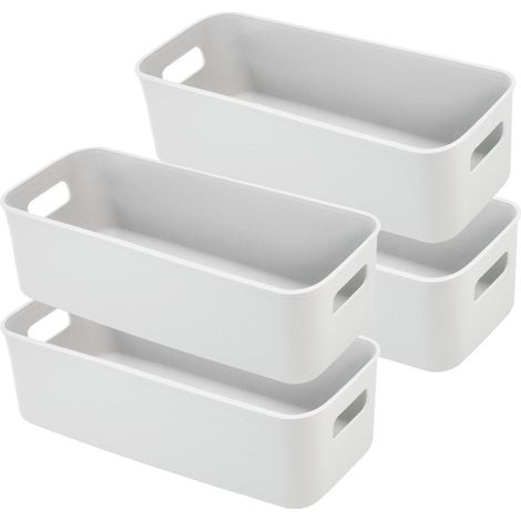 4er Set schmale Aufbewahrungsboxen 30cm mit Griffen, Kunststoff Organizer für Küche & Bad (1/5)