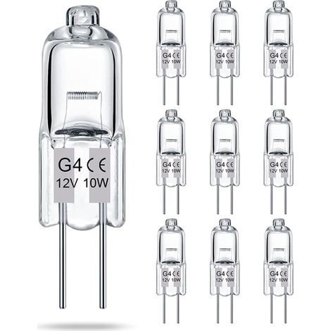 AUTRUCKER Lot de 10 ampoules halogènes G4 à filament, ampoules de remplacement à deux broches, LED halogènes G4 transparentes basse tension, 12 V, 10W (1/5)