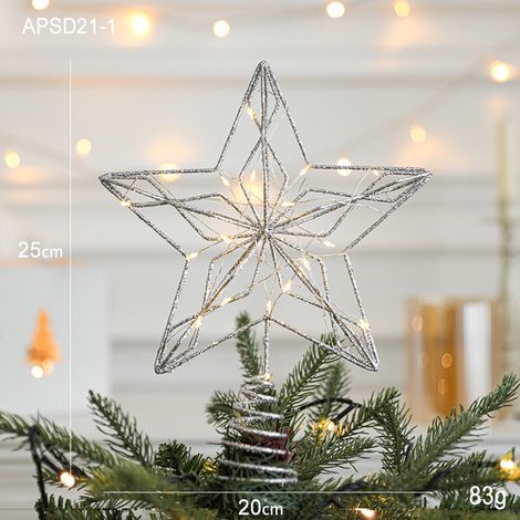 Étoile Pour Arbre De Noël - 25 Cm - Avec Lumières Intégrées - Pour Décoration Intérieure - 1 Pièce (1/5)