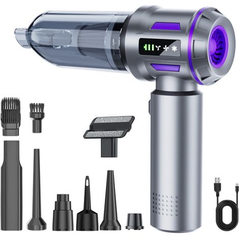 Akku-Stielstaubsauger, Handstaubsauger, 2000 mAh, 1000 W, Silber-Lila (1/4)