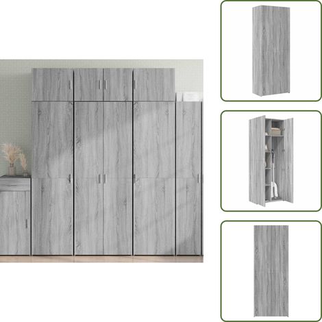Highboard Grau Sonoma 70x42,5x185 cm Holzwerkstoff - Hochschrank - Grau - Wohnraumgestaltung - Regal - Aufbewahrung (1/5)