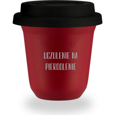 240 ml ROTER Becher „Allergisch gegen Bullshit“ mit schwarzem Deckel