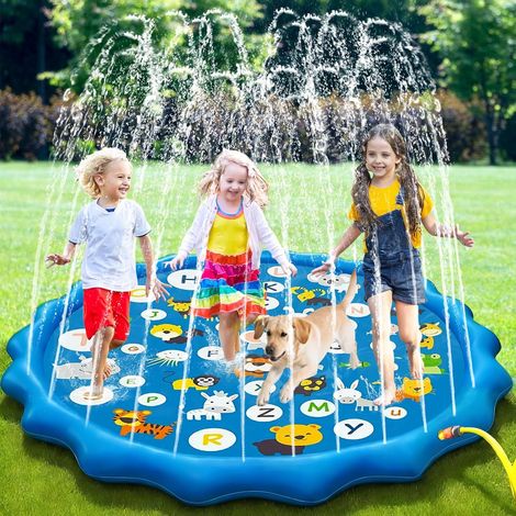 (170 cm) Planschbecken für 3-jährige Kinder, Wasserspielmatte mit Alphabet und Tieren, Wasserspielzeug für draußen im Sommer (1/5)