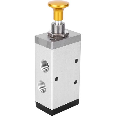 Vanne manuelle, vanne à deux ou cinq voies avec bouton-poussoir, alliage d'aluminium, G1/4 pouce, G3/8 pouce (4R310-08) (1/5)