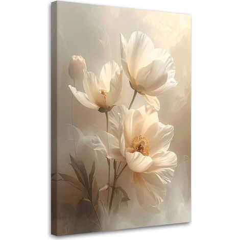 Cuadro sobre Lienzo Flores delicadas en beige (botánica) 20x30 (1/5)
