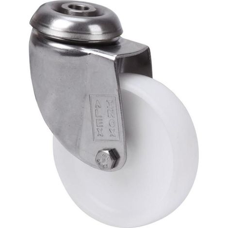 rueda giratora agujero m10 inox.20bhi100-sl plastico blanco eje liso (1/2)
