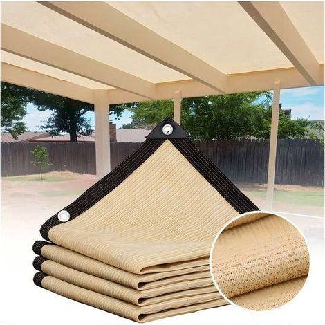 3 x 4 m,Voile d'ombrage,protection UV 90%, pare-soleil perforé,isolation thermique,protection solaire,beige(Size : 3 x 4 m) (1/5)