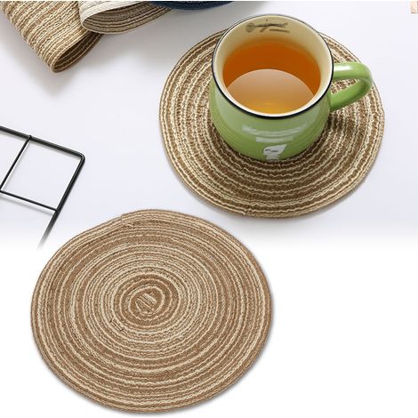 Nappe ronde en ramie japonaise - Dessous de plat isolant design (Café) (1/4)