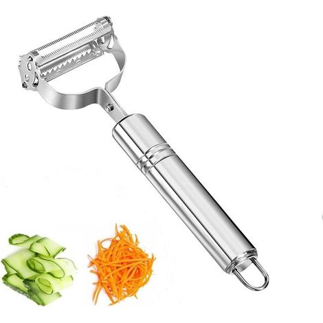 Pelador multifuncional de acero inoxidable con función de corte en juliana para verduras y frutas. (1/5)