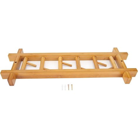 Porche mural de porte-manteau domestique en bois massif derrière le porte-vêtements porte-manteau d'entrée crochet mural couleur primaire (1/2)
