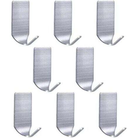 Eight sturdy, waterproof stainless steel wall hooks, suitable for hanging bathrobes, towels, keys, bags, Christmas lights, and can also be used in the kitchen. (1/4)