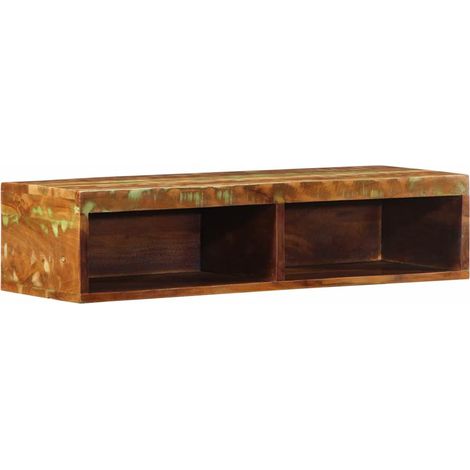 Mobile TV da parete 80 x 30 x 19 cm pratico contenitore salvaspazio stile vintage legno massello 020057705