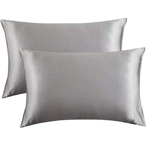 Taie d’oreiller en satin anti-rides et anti-frisottis – 1 unité – gris foncé, 50 x 75 cm, douceur extrême pour cheveux et peau (1/4)