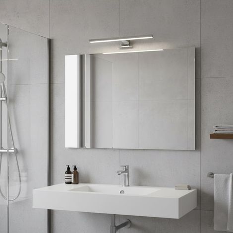 Applique LED 30 cm Da 5.4 Watt in ABS Cromato Luce Fredda 6000K IP44 Installazione su Bordo Specchio Illuminazione Uniforme Anti Riflesso Per Bagno Moderno e Zona Lavabo Design Elegante Argento - Misu (1/5)
