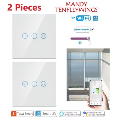 2 Pièces Interrupteur Volet Roulant Connecté WiFi,Pour Volets Roulants Rideau avec Alexa,Google Assistant,Smart Life,Tuya App (1/5)