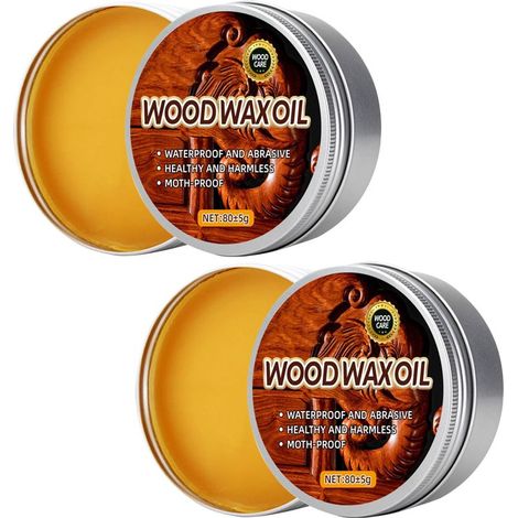 Lot de 2 Cires pour Meubles en Bois – Huile Naturelle Nourrissante, Anti-Dessèchement et Anti-Fissures pour Bois Massif (1/5)
