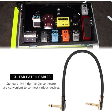 Câble guitare plat 30cm avec connecteur coudé 1/4" pour pédales d'effets (1/5)