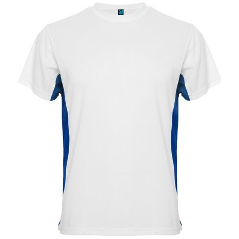 Camiseta técnica de manga corta a dos colores laterales a contraste TOKYO S Blanco/Royal (1/3)