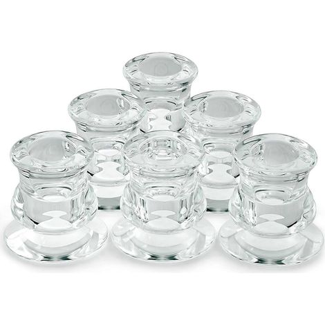 Lot de 6 photophores en verre transparent de 2,4 cm de diamètre. (1/5)