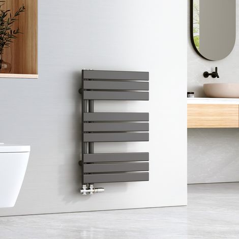 EMKE Sèche-serviettes à Eau Chaude Panneau Plat, Sèche-serviettes connexion latérale pour, Anthracite 762x500mm 397Watts