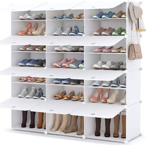 Meuble à chaussures 7 niveaux 42 paires 1 porte bois 120 x 32 x 122 cm (1/4)