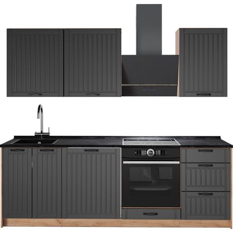 Cucina componibile Fame-Line, Grigio scuro/Rovere dorato, 230 cm, PL Antracite, Vicco (1/5)