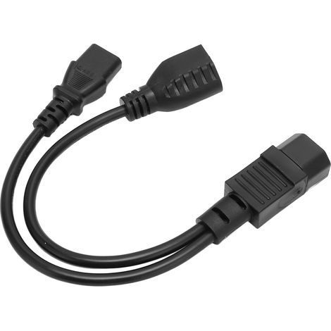 C14 male to C13 Nema 5-15R female Y-splitter power cord, 1 input 2 outputs, 10A 250V waterproof extension adapter cable (1/5)