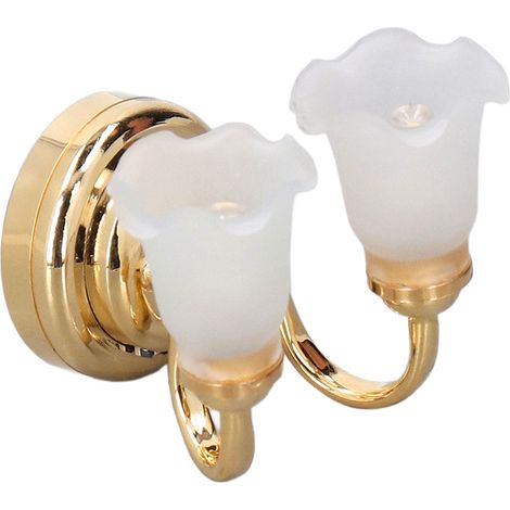 Lampe de Table Maison de Poupée Tulipe, Alimentation par Piles, Métal et Plastique Robuste, Miniature pour Décoration Échelle 1:12 (1/5)