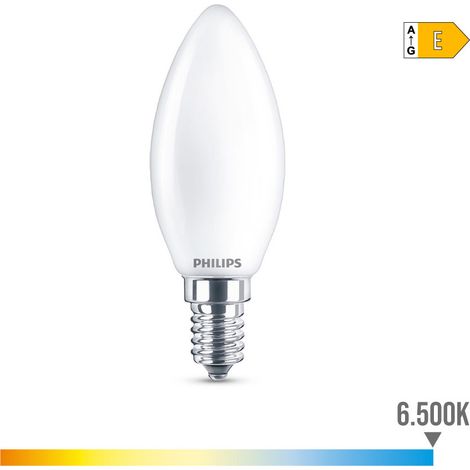 Ampoule Bougie Led E14 6.5w 806lm 6500k Lumière Froide ø3.5x9.7cm. Philips (1/6)