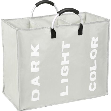 Bolsa de lavandería plegable de 3 compartimentos, cesta de ropa resistente de tela Oxford, bolsa de almacenamiento multifuncional portátil con asa de aleación.