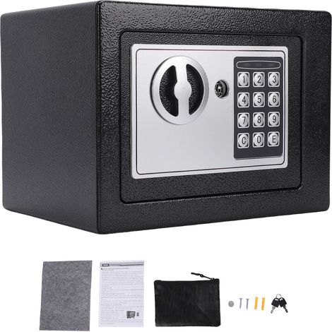 Feuer- und wasserfester Wandsafe mit Dokumententasche, Münzfach und Tastatur zur sicheren Aufbewahrung Ihrer Dokumente, Bargeld, Gold, Schmuck und Wertsachen – (0,17 Kubikfuß) Schwarz (1/5)