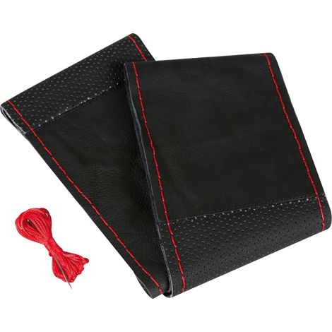 Sport, coprivolante in pelle - L - Ø 37/39 cm - Nero/Rosso (1/3)